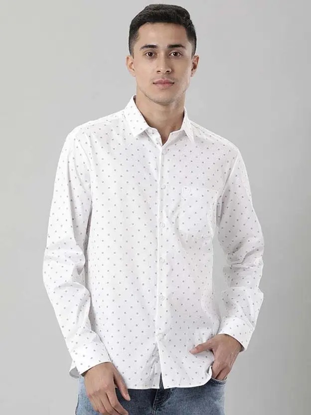 Indian Terrain Men All Over Print White Shirt